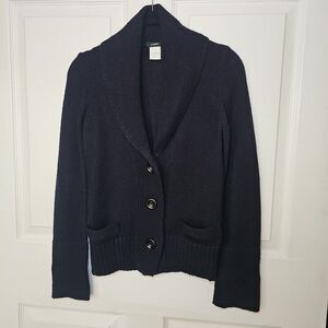 J. Crew Women's Navy Cardigan Three Button Sweater XS